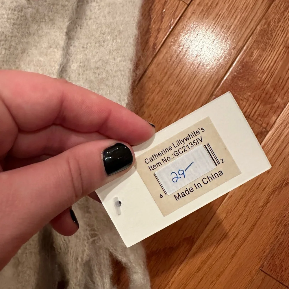 Large Polyester Off White Beige Scarf